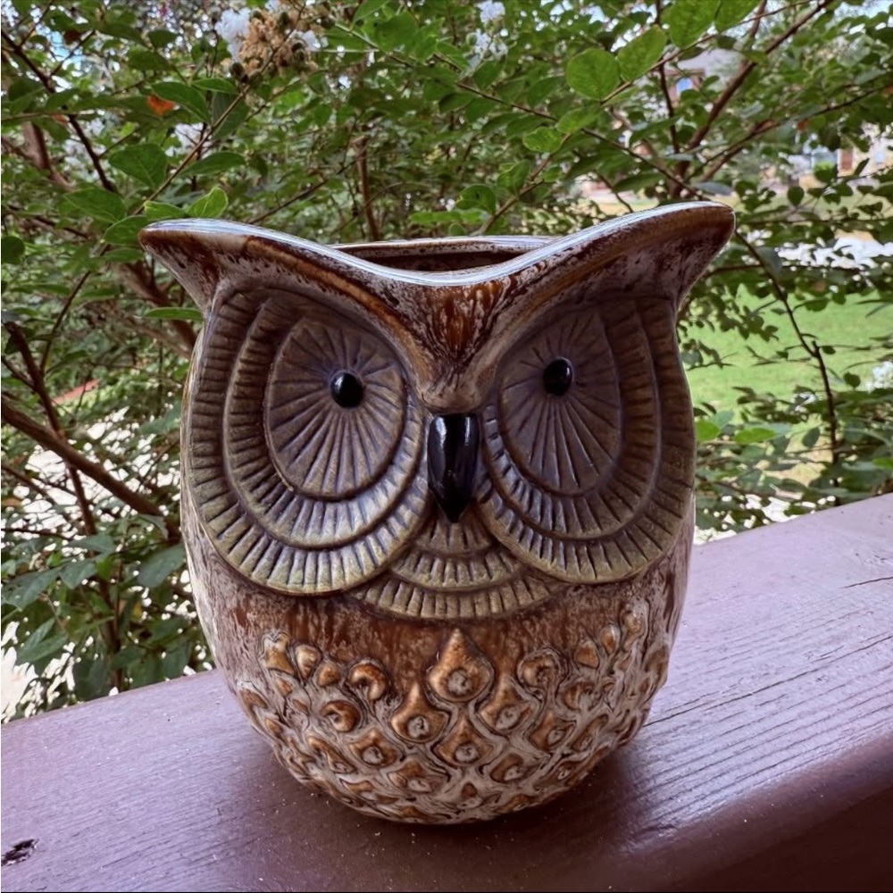 Vintage Ceramic Owl Figurine Night Light Lamp